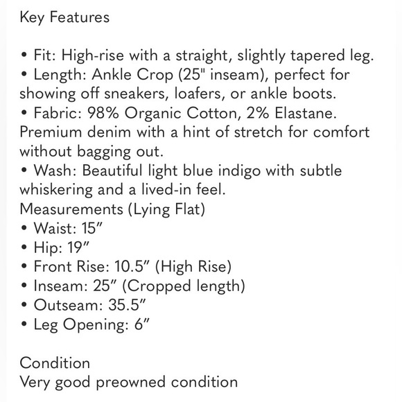 EVERLANE The Original Cheeky Cropped Jean, Size 29S - Picture 4 of 11